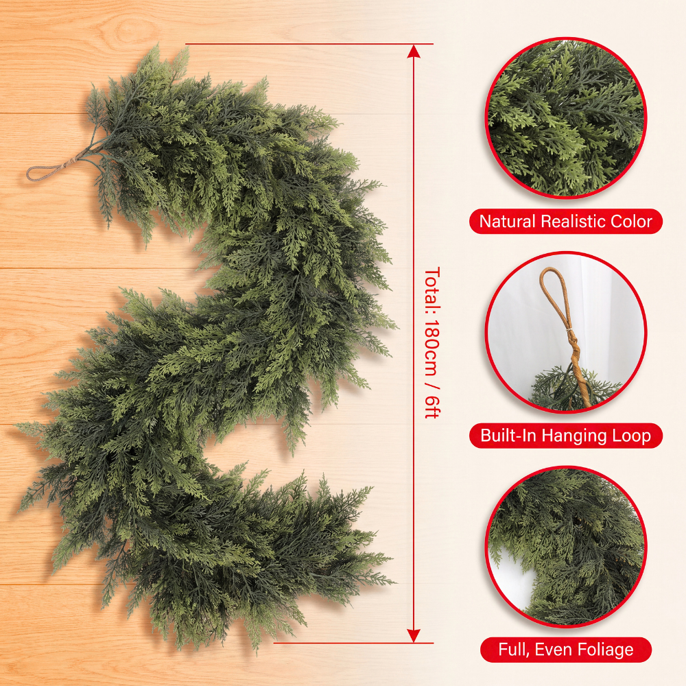 6ft Artificial Cedar Garland